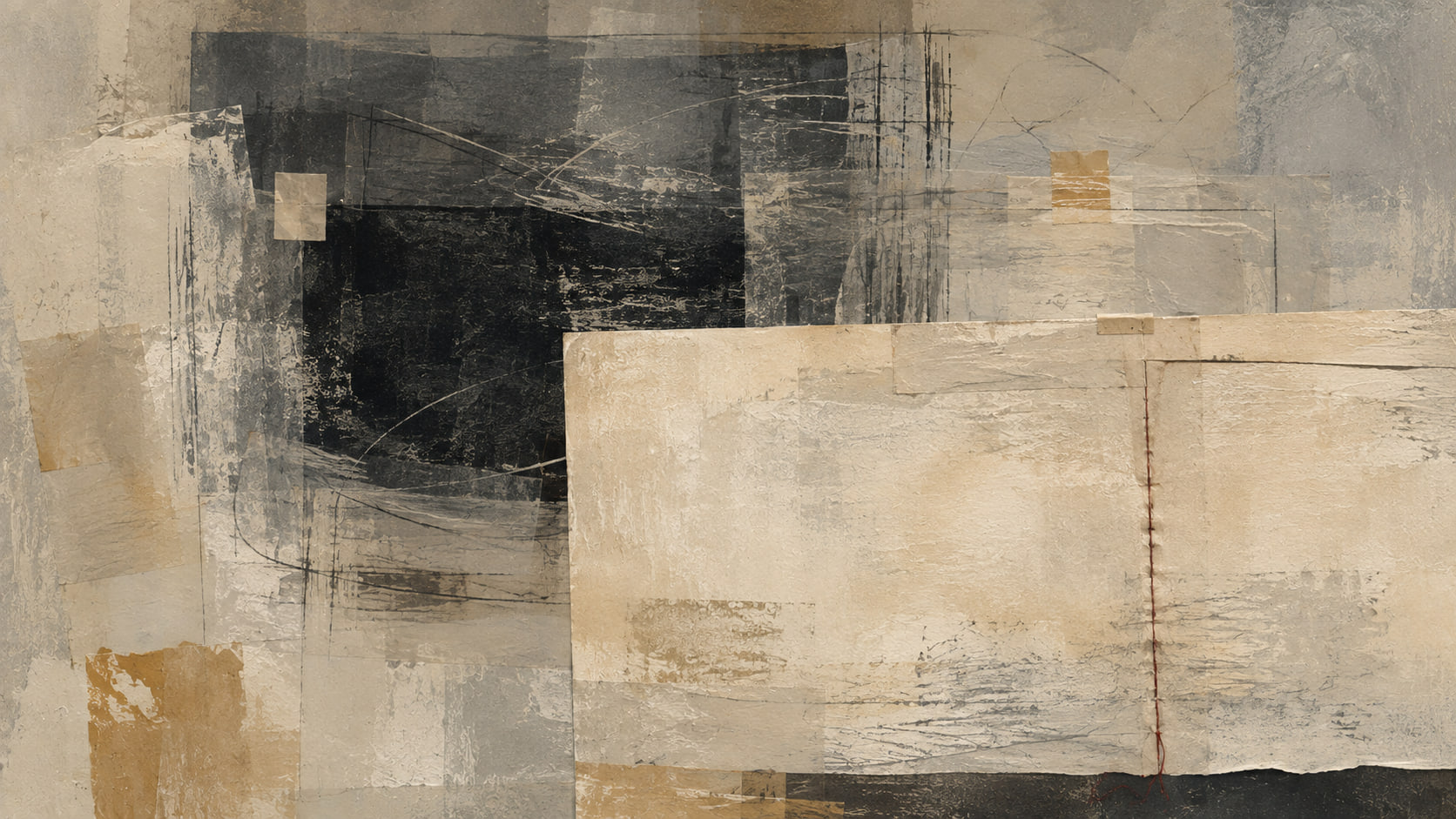 A dark resolved plane remains visible behind translucent layers while a lighter foreground plate closes along a thin maroon seam.